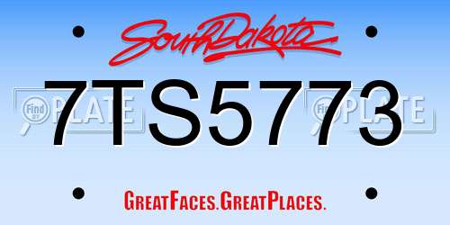 7TS5773 South Dakota License Plate