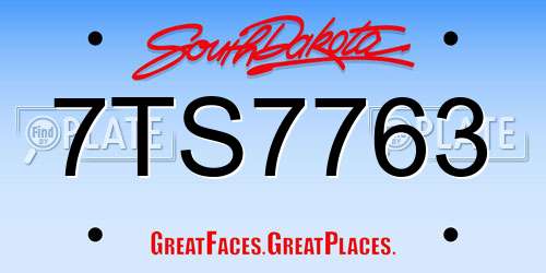 7TS7763 South Dakota License Plate