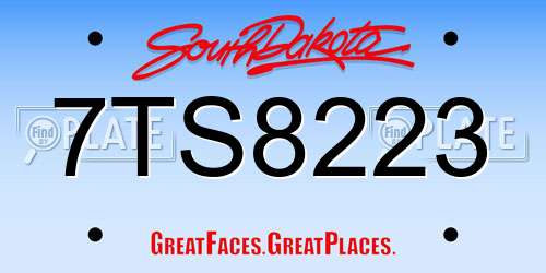 7TS8223 South Dakota License Plate