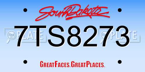 7TS8273 South Dakota License Plate