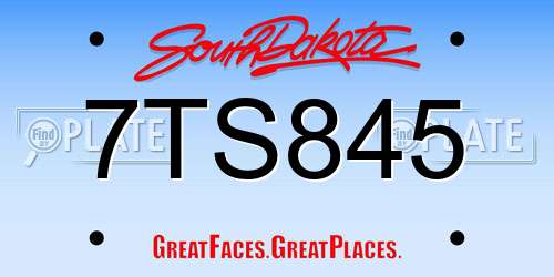 7TS845 South Dakota License Plate