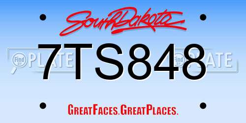 7TS848 South Dakota License Plate