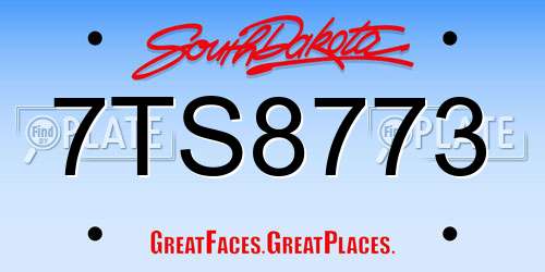 7TS8773 South Dakota License Plate