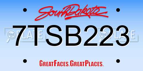 7TSB223 South Dakota License Plate
