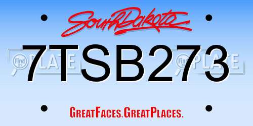 7TSB273 South Dakota License Plate