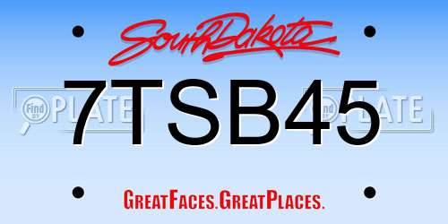 7TSB45 South Dakota License Plate