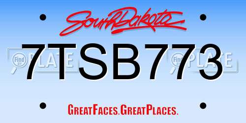 7TSB773 South Dakota License Plate