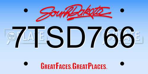 7TSD766 South Dakota License Plate