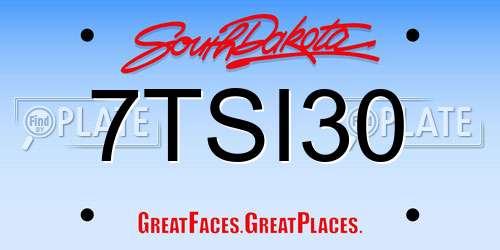 7TSI30 South Dakota License Plate