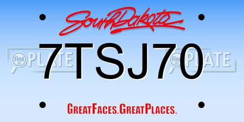 7TSJ70 South Dakota License Plate