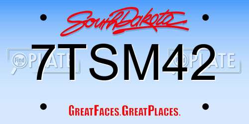 7TSM42 South Dakota License Plate