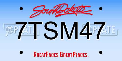 7TSM47 South Dakota License Plate