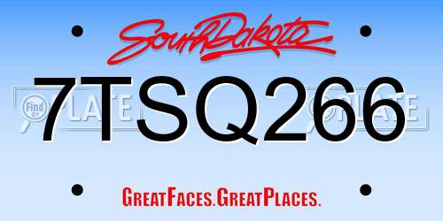 7TSQ266 South Dakota License Plate