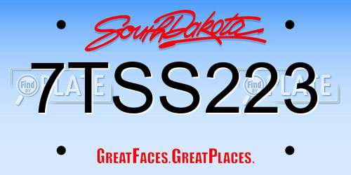 7TSS223 South Dakota License Plate