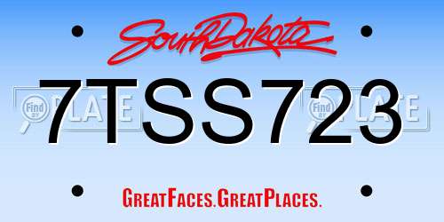 7TSS723 South Dakota License Plate