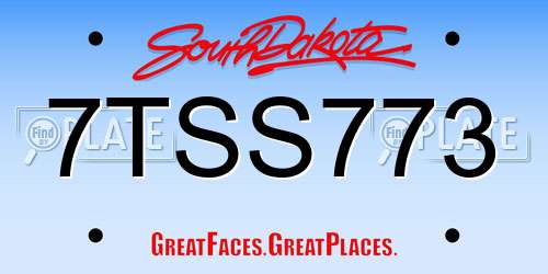 7TSS773 South Dakota License Plate