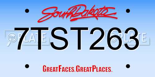 7TST263 South Dakota License Plate