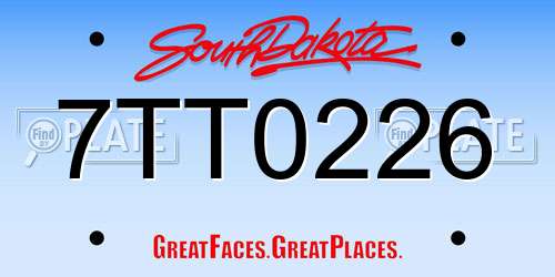 7TT0226 South Dakota License Plate