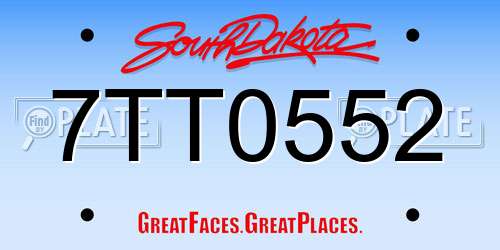 7TT0552 South Dakota License Plate