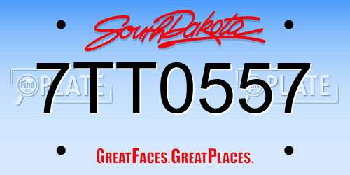 7TT0557 South Dakota License Plate
