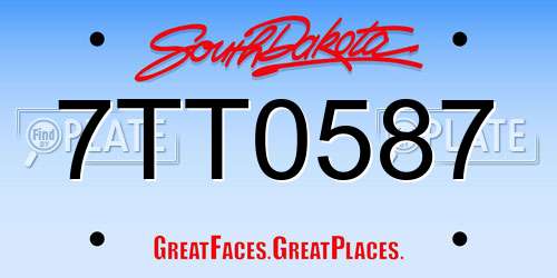 7TT0587 South Dakota License Plate