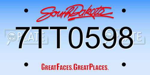 7TT0598 South Dakota License Plate