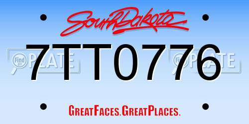 7TT0776 South Dakota License Plate