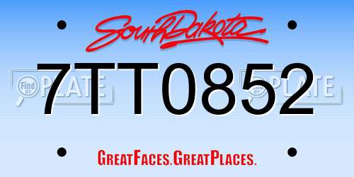 7TT0852 South Dakota License Plate