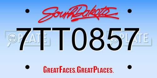 7TT0857 South Dakota License Plate