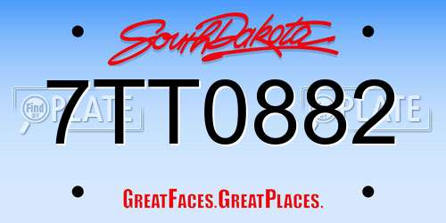 7TT0882 South Dakota License Plate