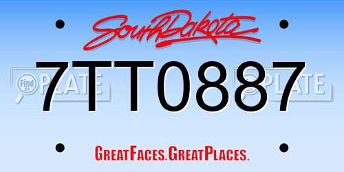 7TT0887 South Dakota License Plate