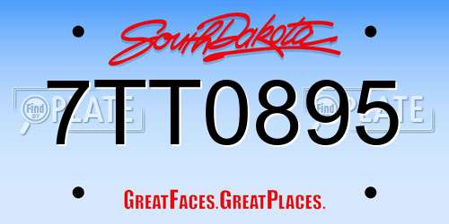 7TT0895 South Dakota License Plate