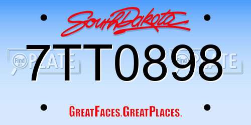 7TT0898 South Dakota License Plate