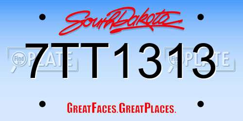 7TT1313 South Dakota License Plate