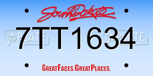 7TT1634 South Dakota License Plate