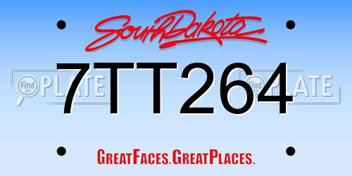 7TT264 South Dakota License Plate