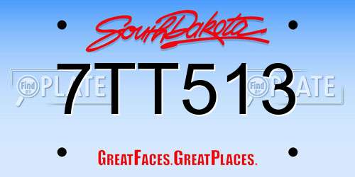 7TT513 South Dakota License Plate
