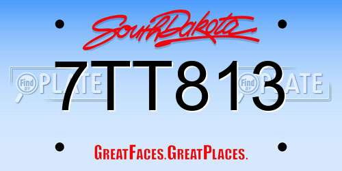 7TT813 South Dakota License Plate