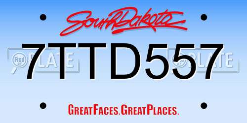 7TTD557 South Dakota License Plate