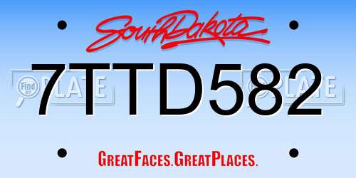 7TTD582 South Dakota License Plate