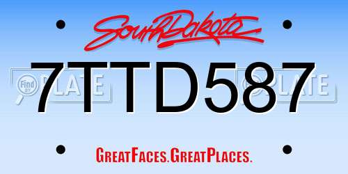7TTD587 South Dakota License Plate