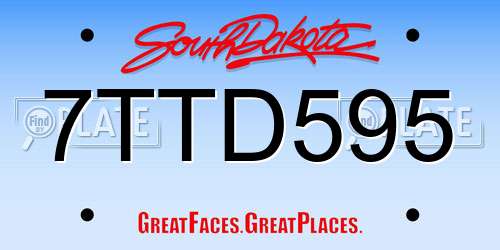 7TTD595 South Dakota License Plate