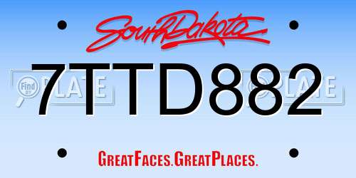 7TTD882 South Dakota License Plate