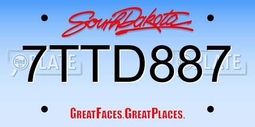 7TTD887 South Dakota License Plate