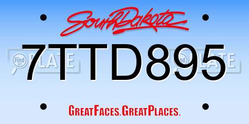 7TTD895 South Dakota License Plate