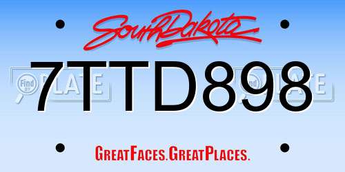 7TTD898 South Dakota License Plate