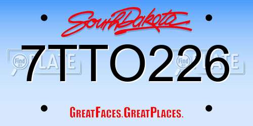 7TTO226 South Dakota License Plate