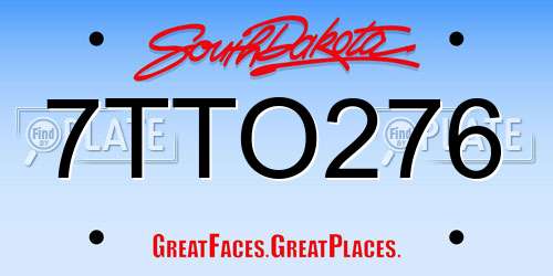 7TTO276 South Dakota License Plate