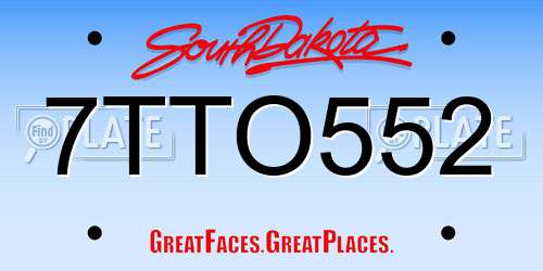 7TTO552 South Dakota License Plate