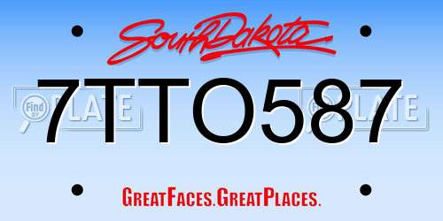 7TTO587 South Dakota License Plate